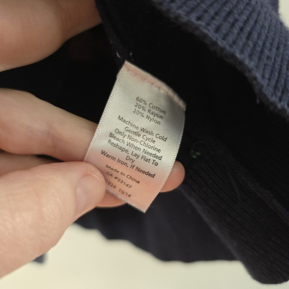 Talbots Sweater Navy Blue BY THE SEA Pullover Lobster Nautical Ocean Size Large - Picture 4 of 9